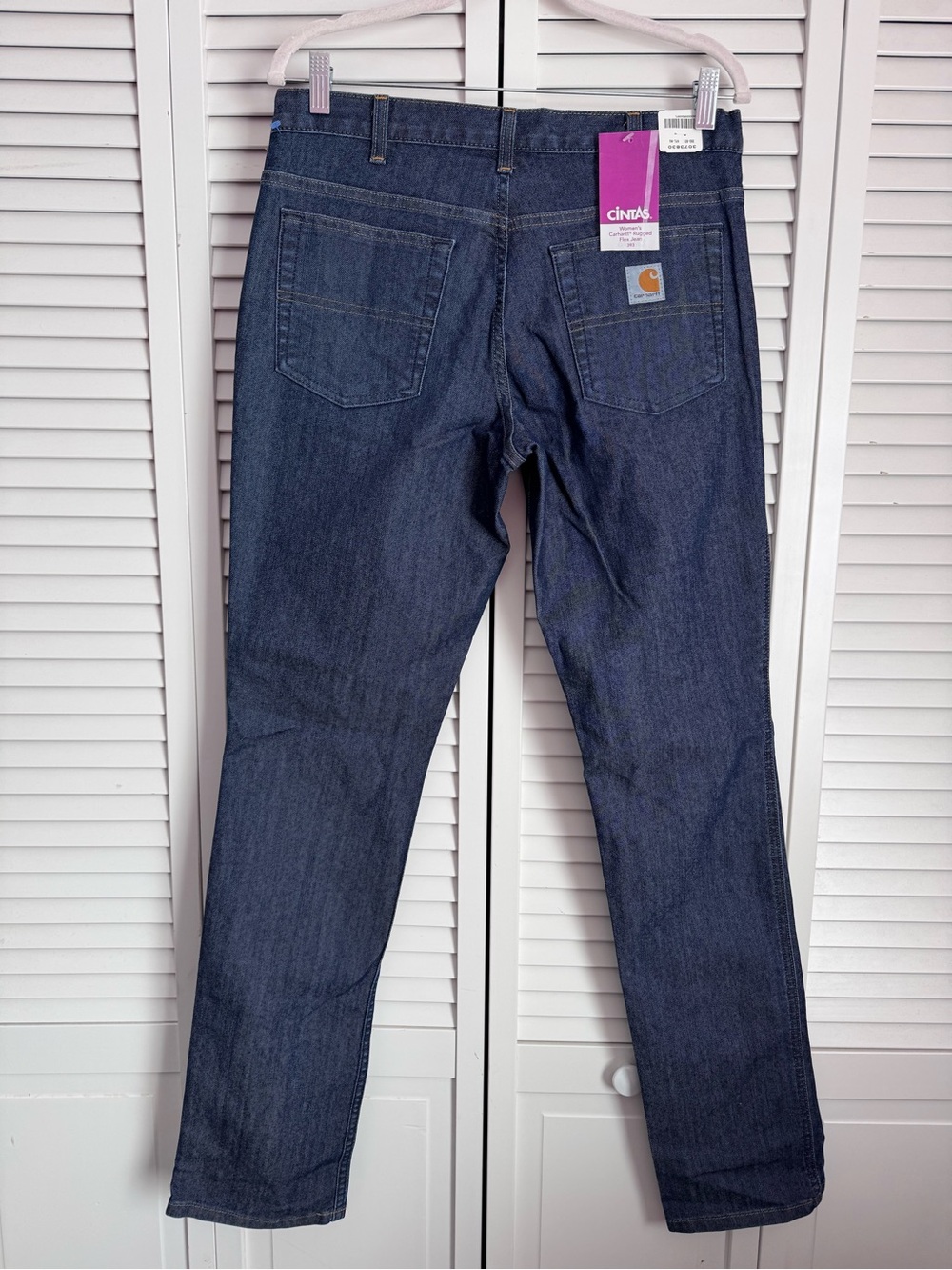Carhartt Women’s Rugged Flex Straight Leg Jeans 393 Blue Workwear 6TL Long NWT - Picture 5 of 9